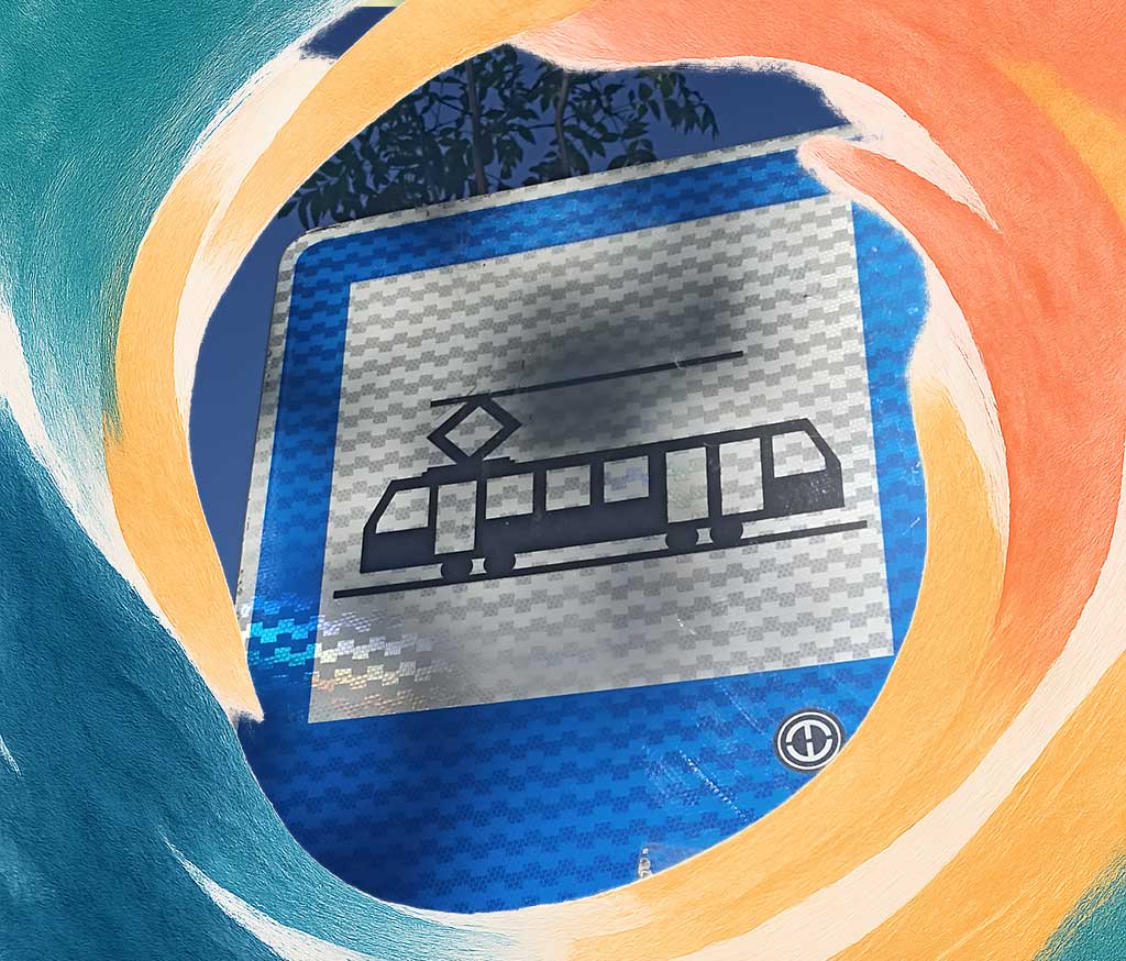 Tram sign, a road sign in Sofia