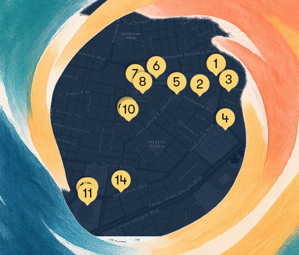 Lunar Festival 2025 - map with the locations in Sofia, Bulgaria