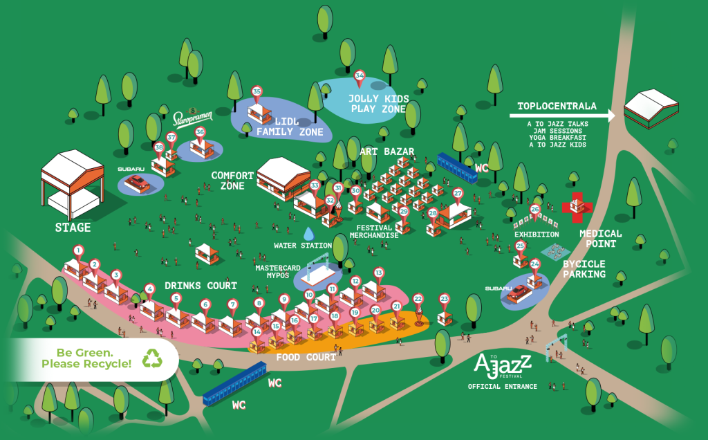 Map of the festival venue of A to Jazz Fest in Sofia in 2025