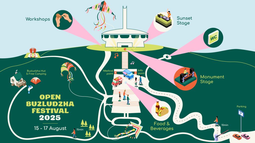 Buzludzha Open Festival 2025, at the UFO Monument - Festival Map
