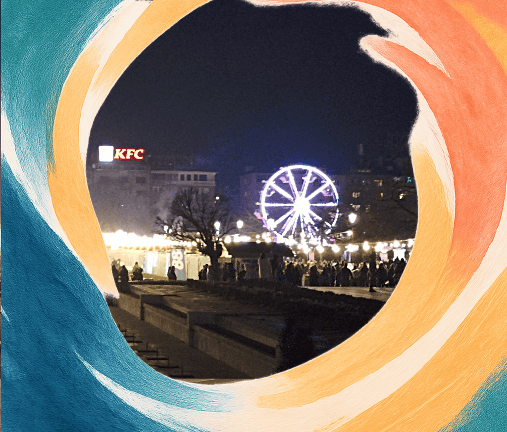 Chrismtas market in Sofia at NDK The attrachtions and the food stalls of the Christmas Market at NDK in Sofia attract the biggest crowds