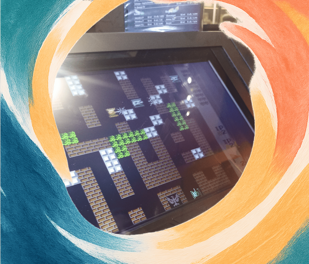 Friends playing old-school arcade games in the warm Retro Gaming Bar in Sofia.