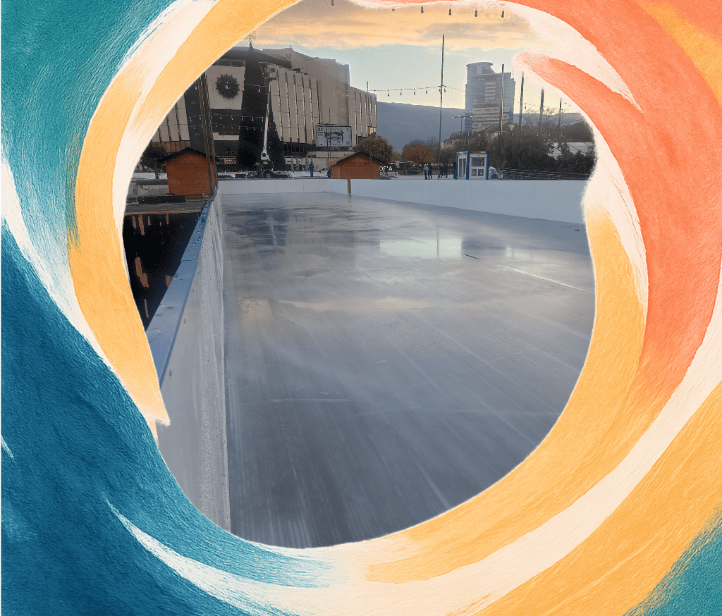Ice rink in front of NDK Sofia during winter 2025